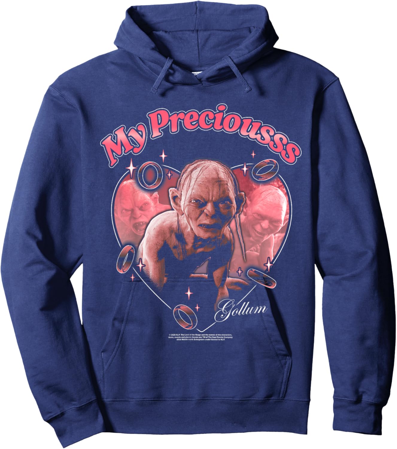 LOTR Gollum My Precious Hearts Valentine's Day Fantasy Movie Hoodie - Hoodie | Navy
