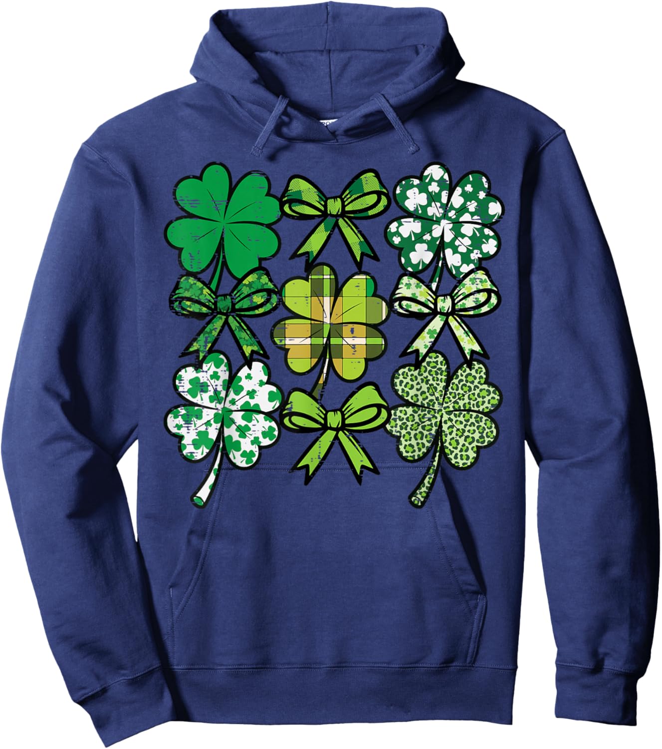 St Patricks Day Coquette Shamrock Saint Pattys Women Girls Hoodie - Hoodie | Navy