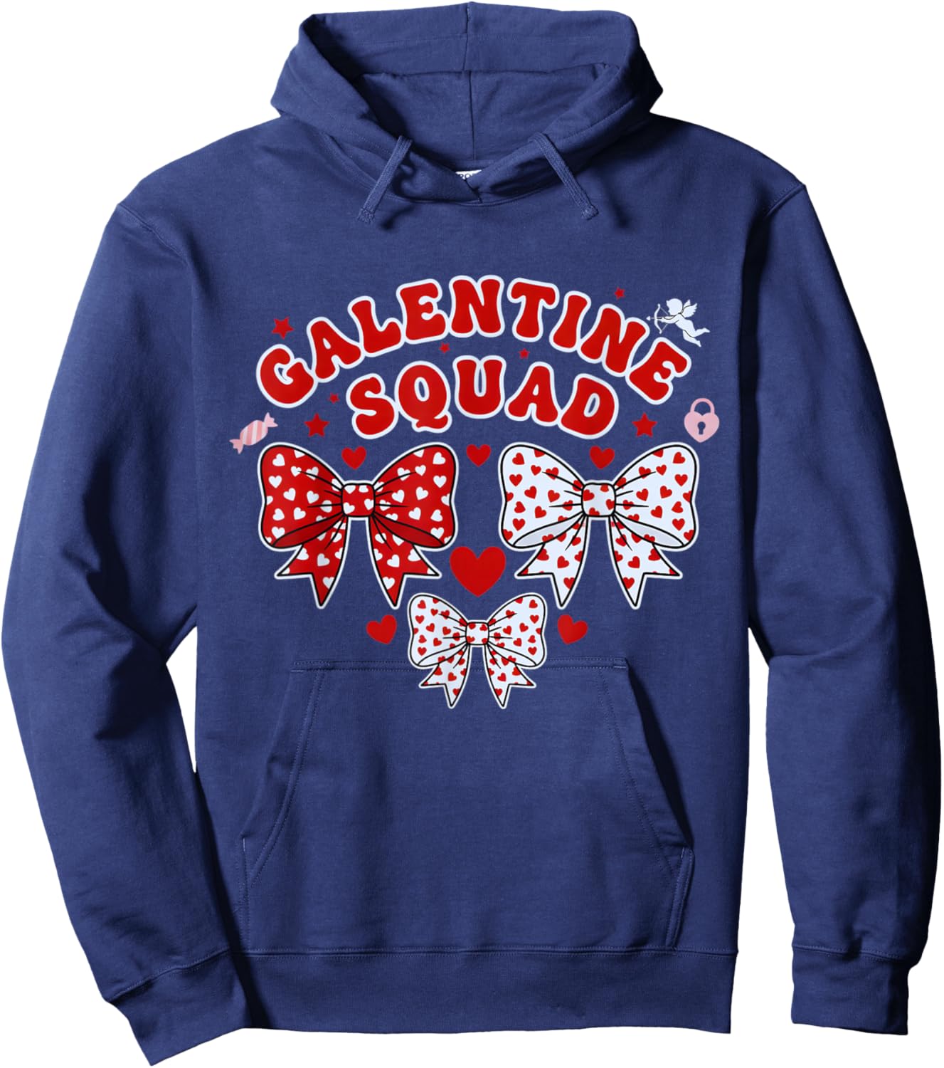Galentine's Day Galentines Squad Valentine Day Coquette Bow Hoodie - Hoodie | Navy