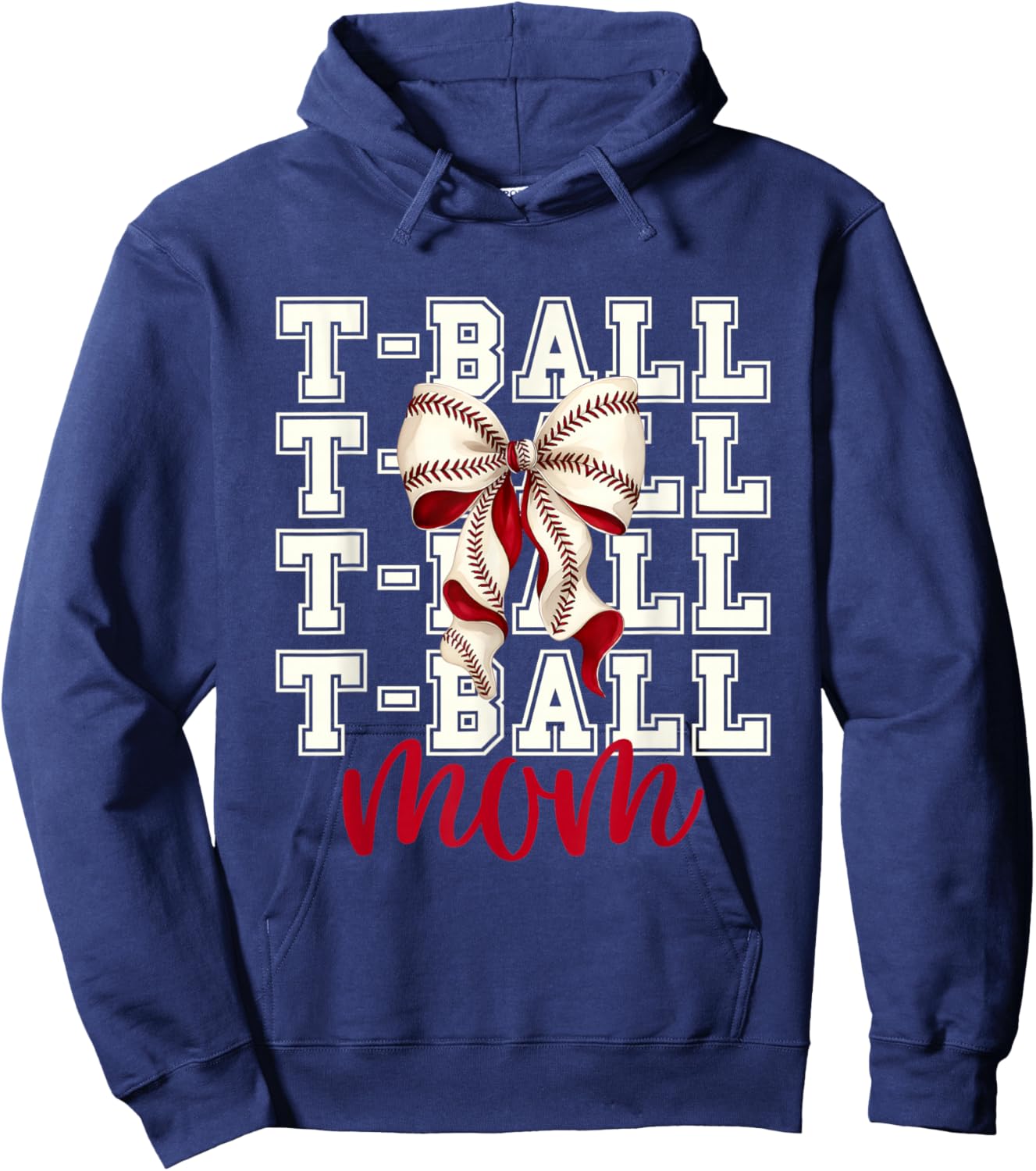 Tball Mom Teeball T-Ball Coquette Baseball Bow Hoodie - Hoodie | Navy