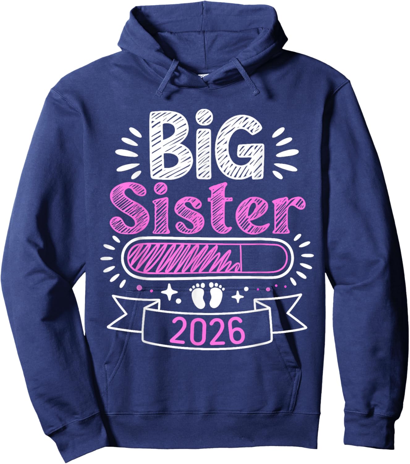 Big Sister Loading 2026 Cute Promoted to Big Sister 2026 Kid Hoodie - Hoodie | Navy