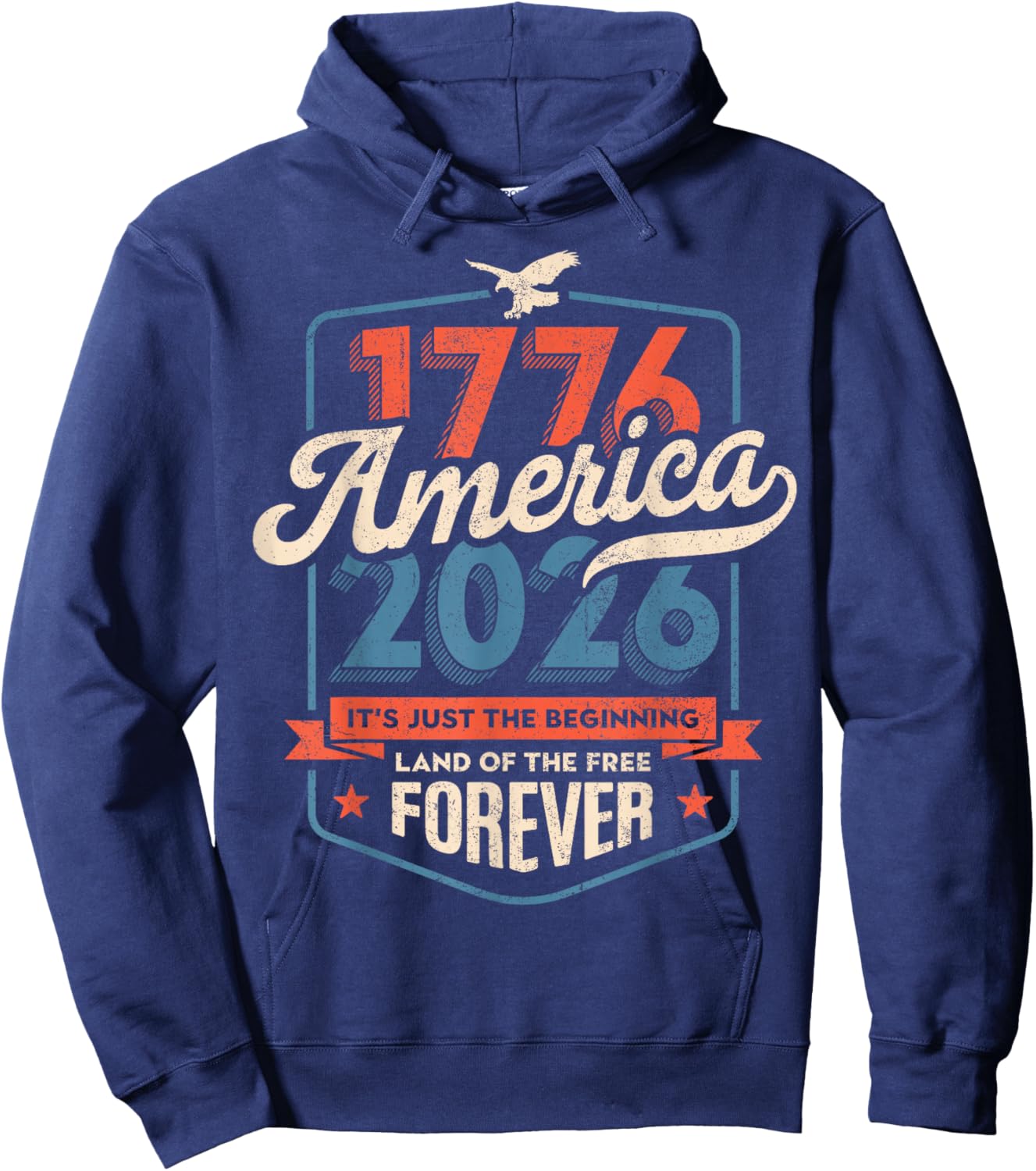 America 1776 2026 Bicentennial 1970s Vintage Style Hoodie - Hoodie | Navy