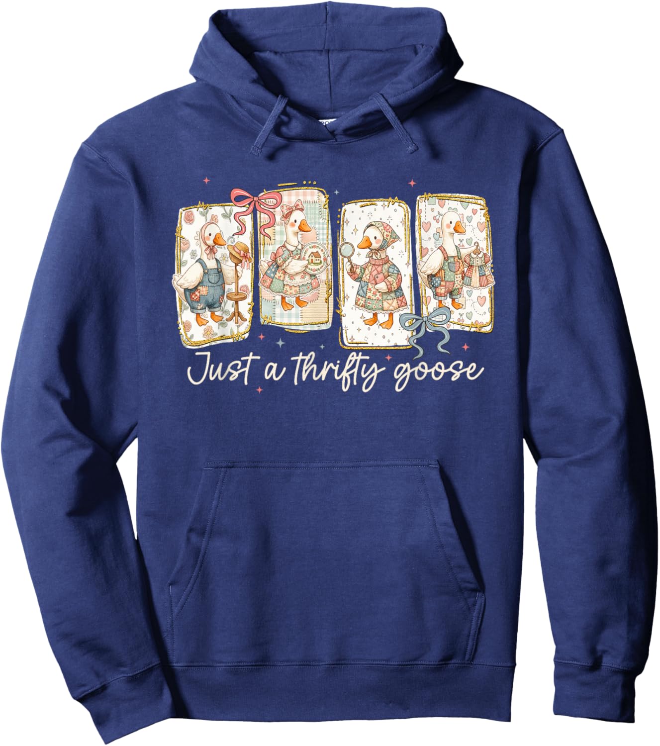 Just A Thrifty Goose Thrift Shop Thrifting Silly-Goose Women Hoodie - Hoodie | Navy