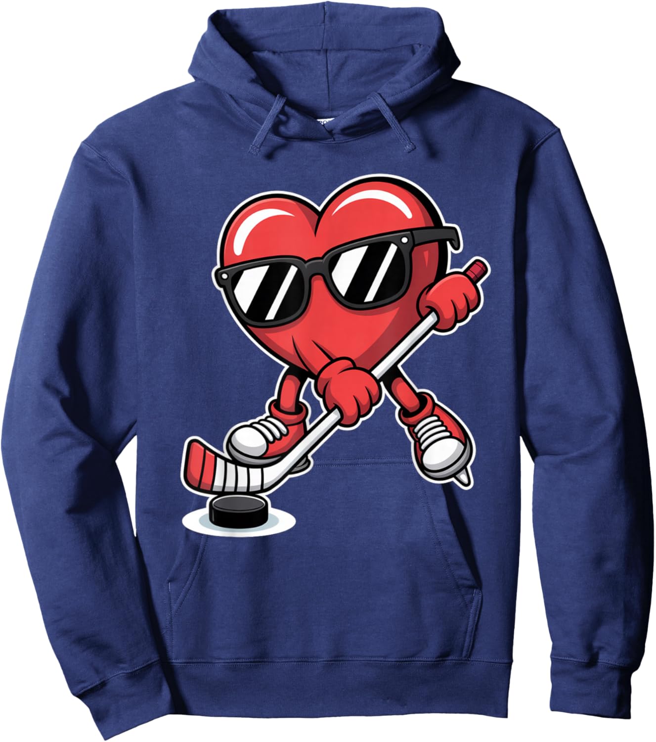 Funny Hockey Player Valentine's Day Heart Skating Girls Boys Hoodie - Hoodie | Navy