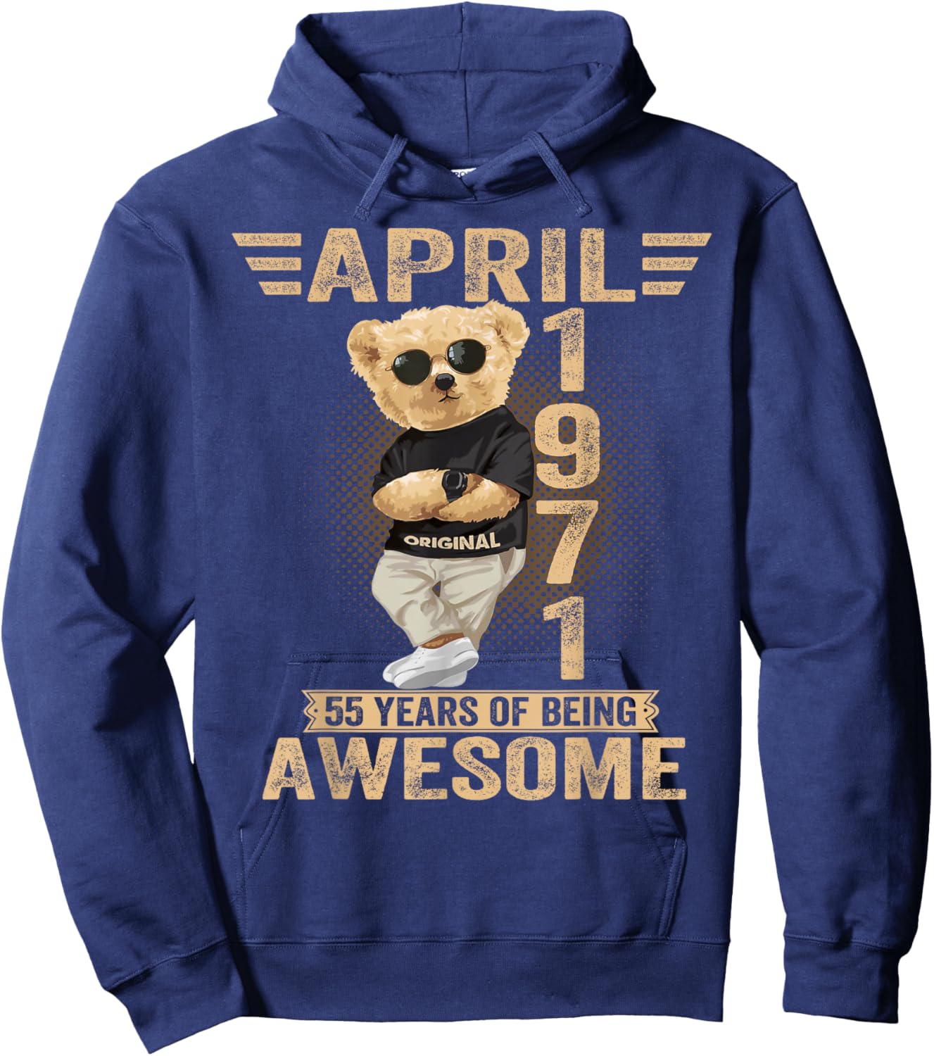 April 55th Birthday Men Women 1971 Awesome Teddy Bear Hoodie - Hoodie | Navy