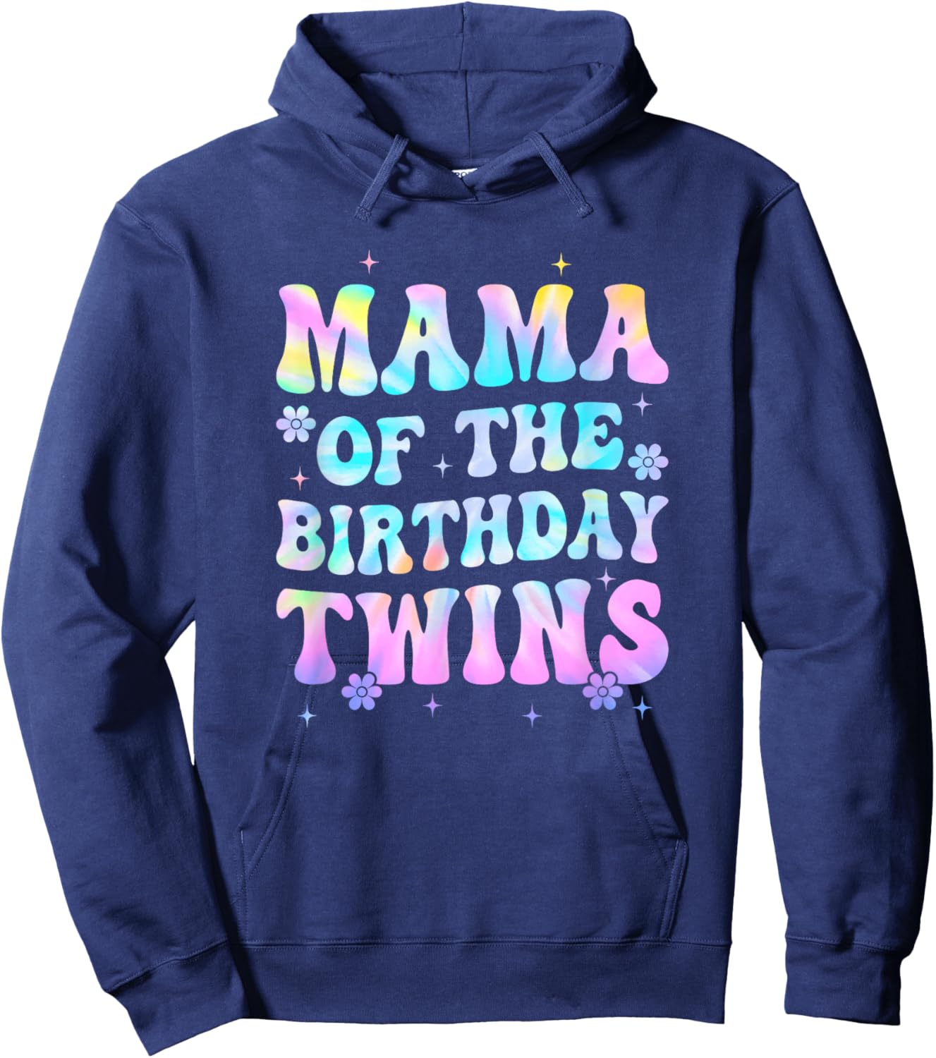 Mama of The Birthday Twins Girls Kids Party Retro Bday Hoodie - Hoodie | Navy
