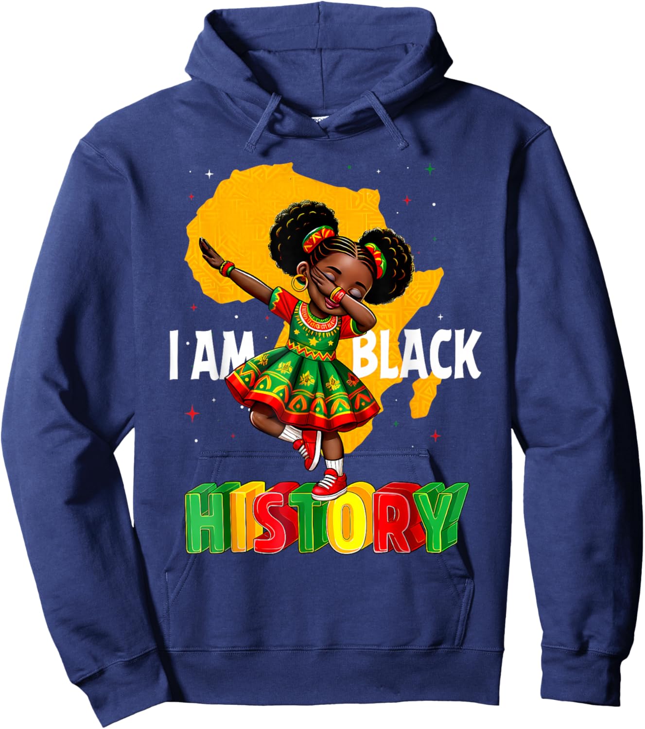 I Am Black History Month African American Girl Kid Hoodie - Hoodie | Navy