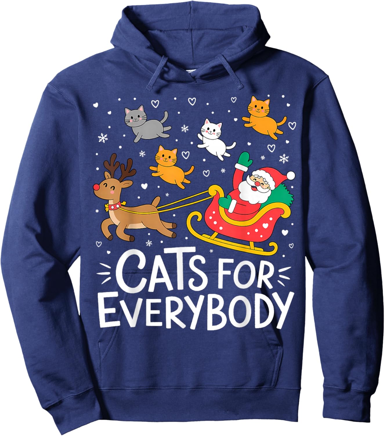 Cats for Everybody Christmas Cat Funny Xmas Women Santa Hoodie - Hoodie | Navy