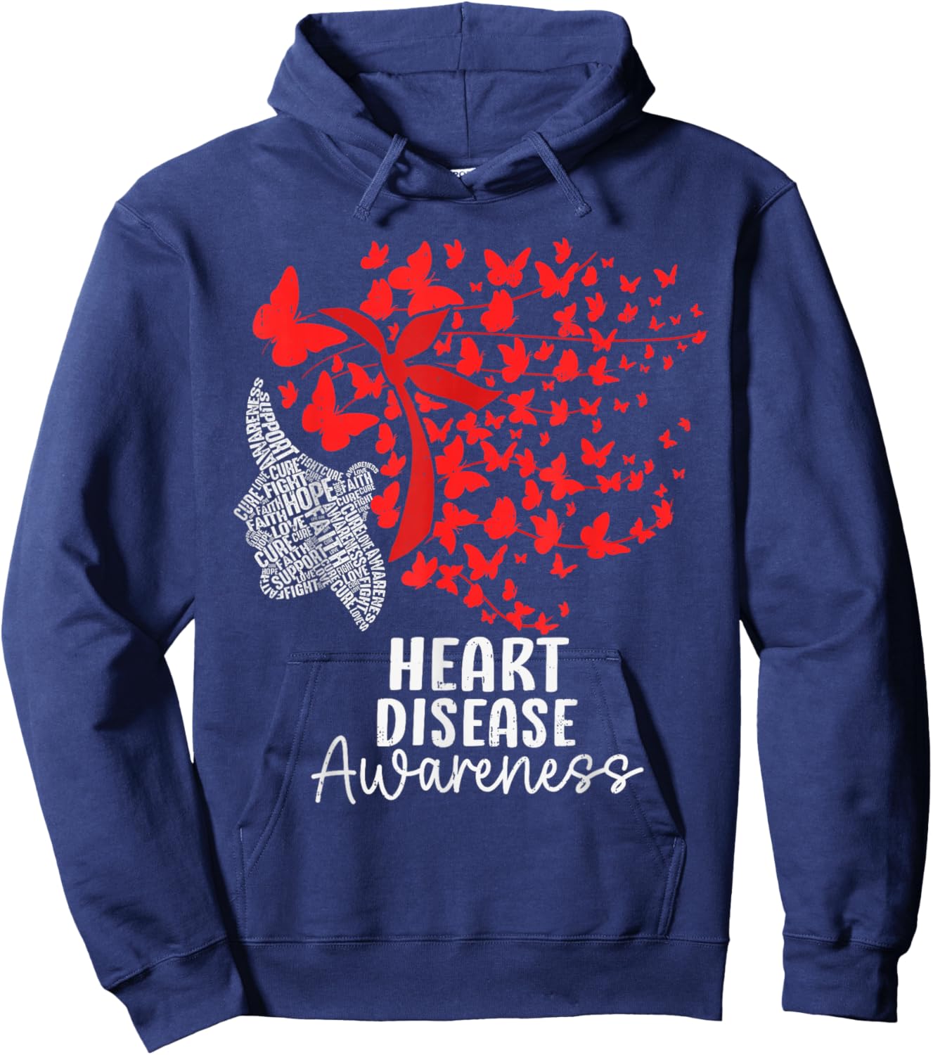 Heart Disease Awareness CHD Butterfly Heart Health Hoodie - Hoodie | Navy