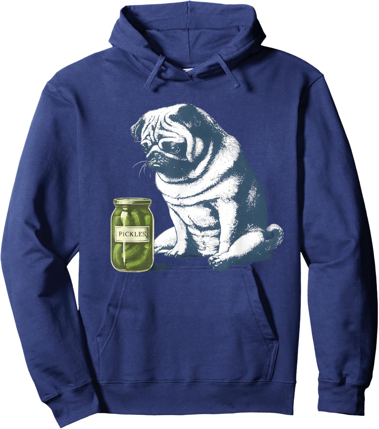 French Bulldog with Pickle Jar Funny Meme 90s Animal Graphic Hoodie - Hoodie | Navy