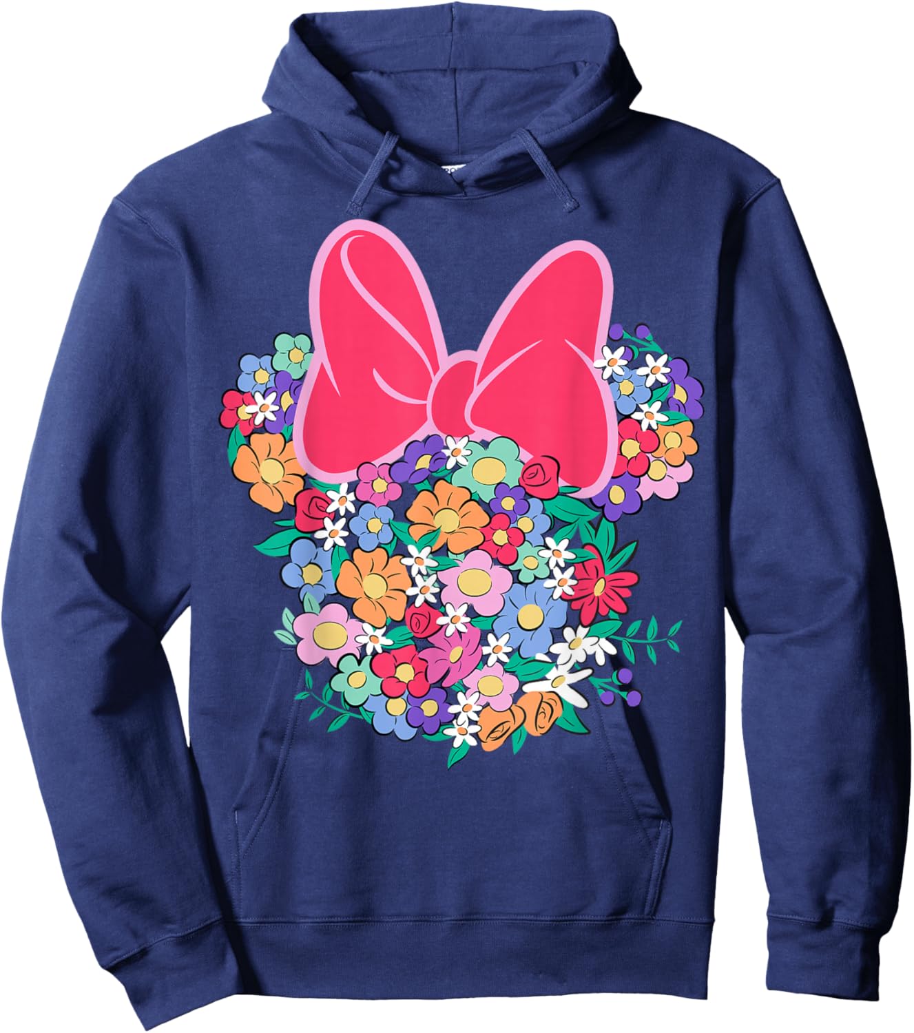 Disney Minnie Mouse Ears and Bow Made with Colorful Flowers Hoodie - Hoodie | Navy