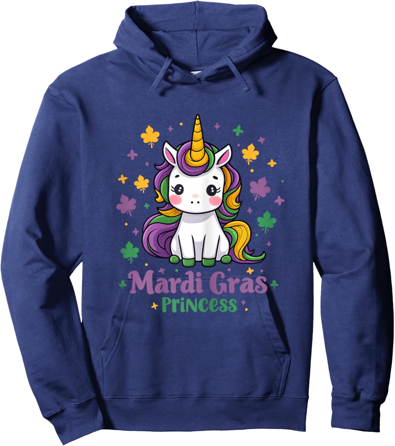 Mardi Gras Princess Unicorn Fat Tuesday Girls Kids Toddler Hoodie - Hoodie | Navy