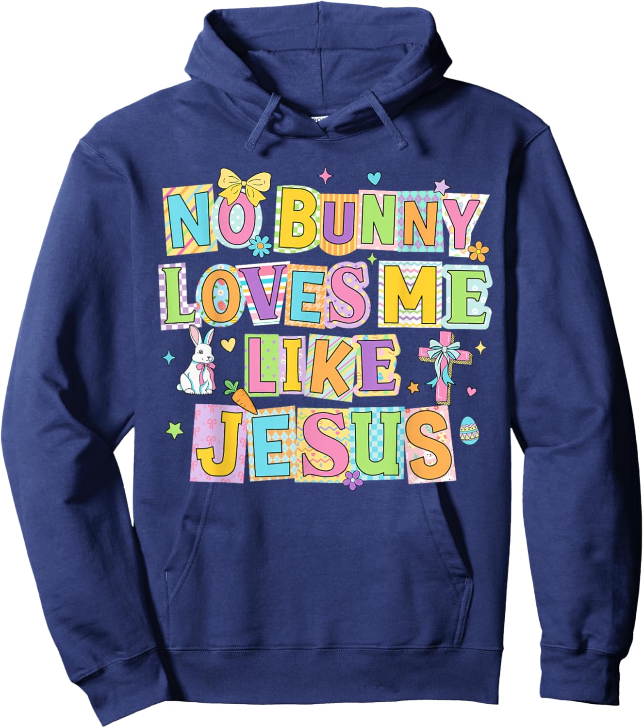 Easter No Bunny Loves Me Like Jesus Christian Kids Women Hoodie - Hoodie | Navy