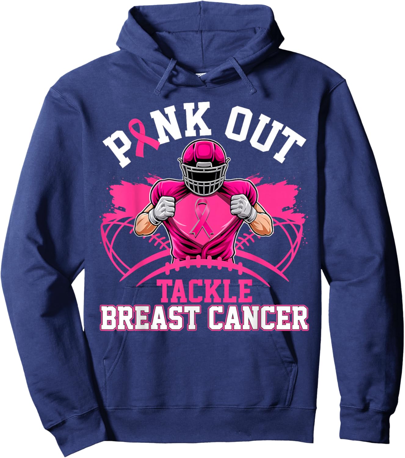Pink Out Tackle Breast Cancer Awareness American Football Hoodie - Hoodie | Navy