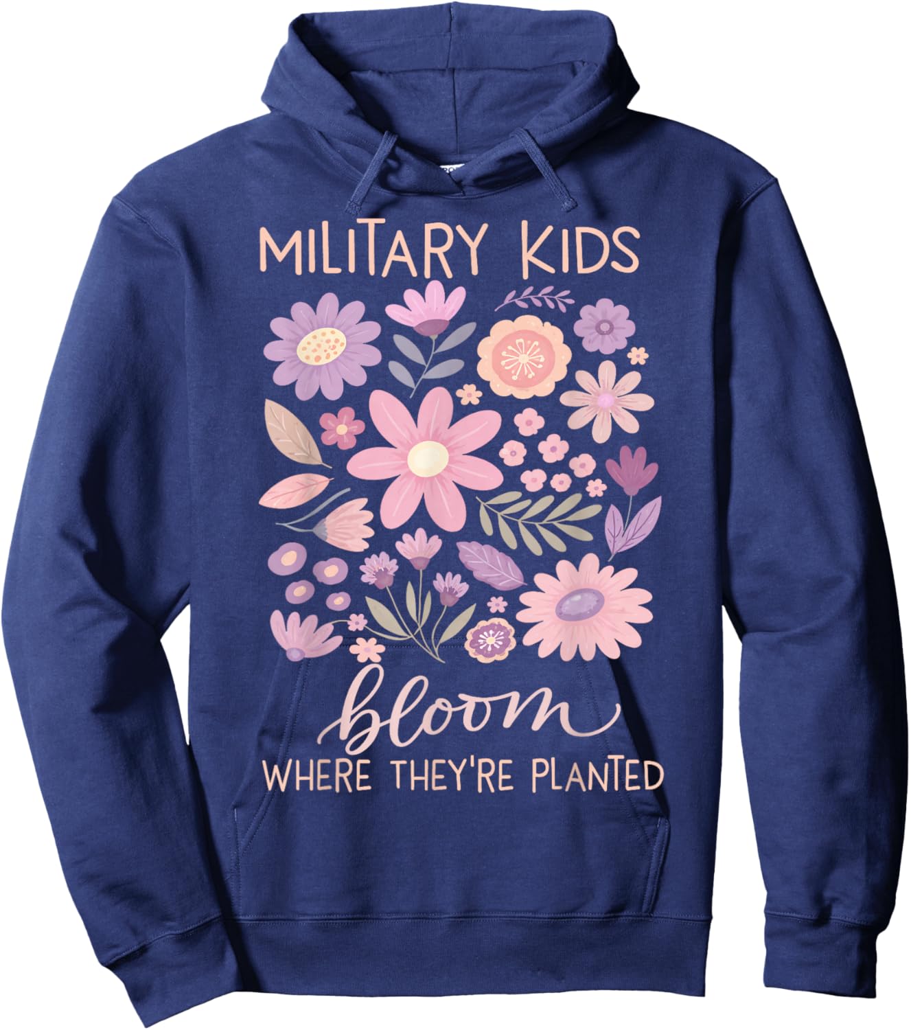 Military Kid Dandelion Bloom Where They're Planted Purple Up Hoodie - Hoodie | Navy