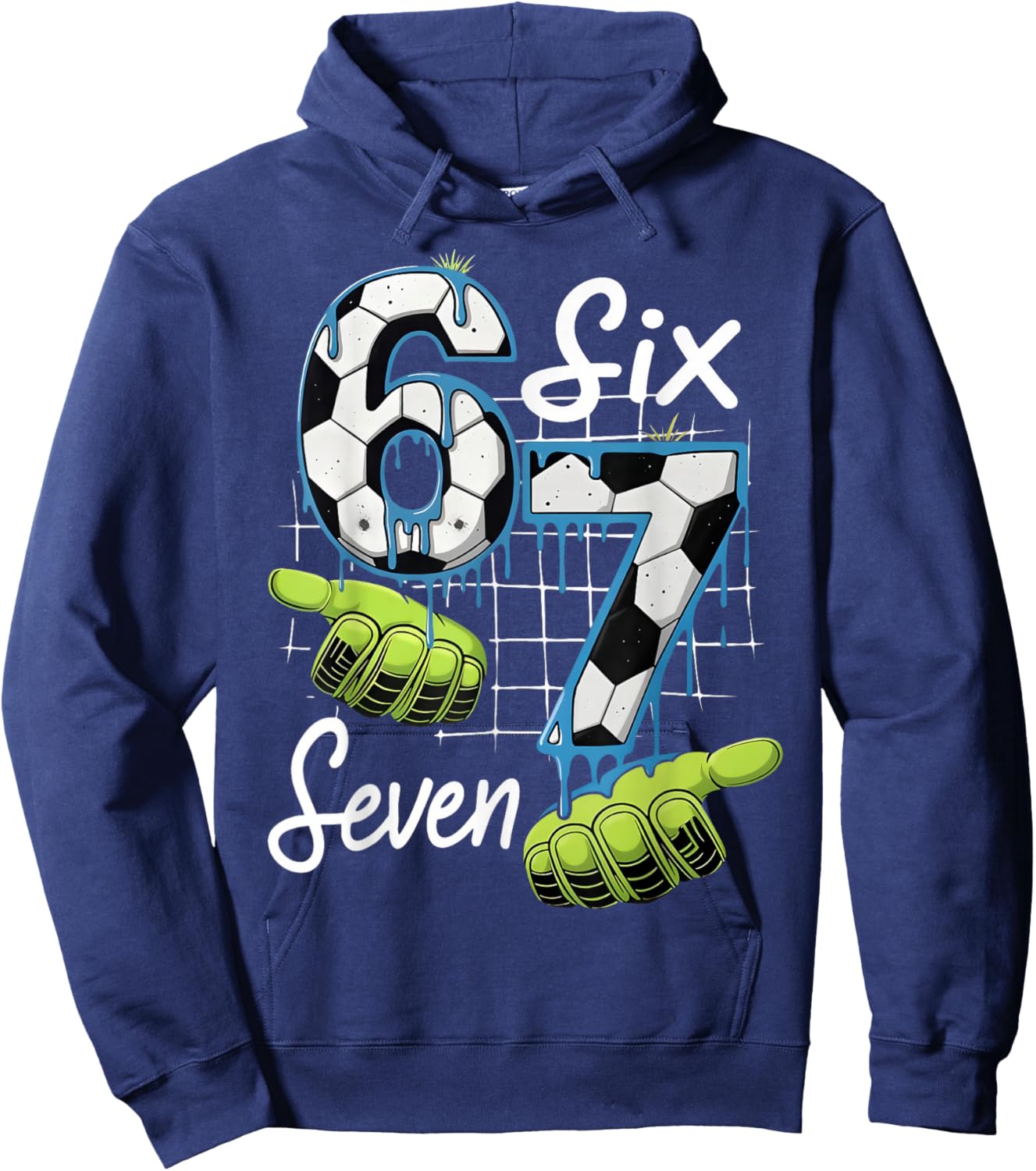 Cool Soccer 67 Drip Hands Six Seven Gen Alpha Meme Boy Kid Hoodie - Hoodie | Navy