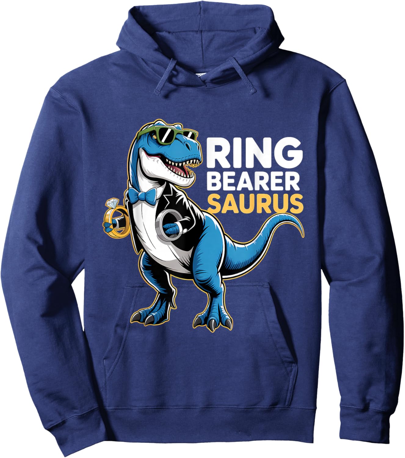 Ring Bearer T-Rex Dino Funny Wedding Party Ring Dinosaur Hoodie - Hoodie | Navy