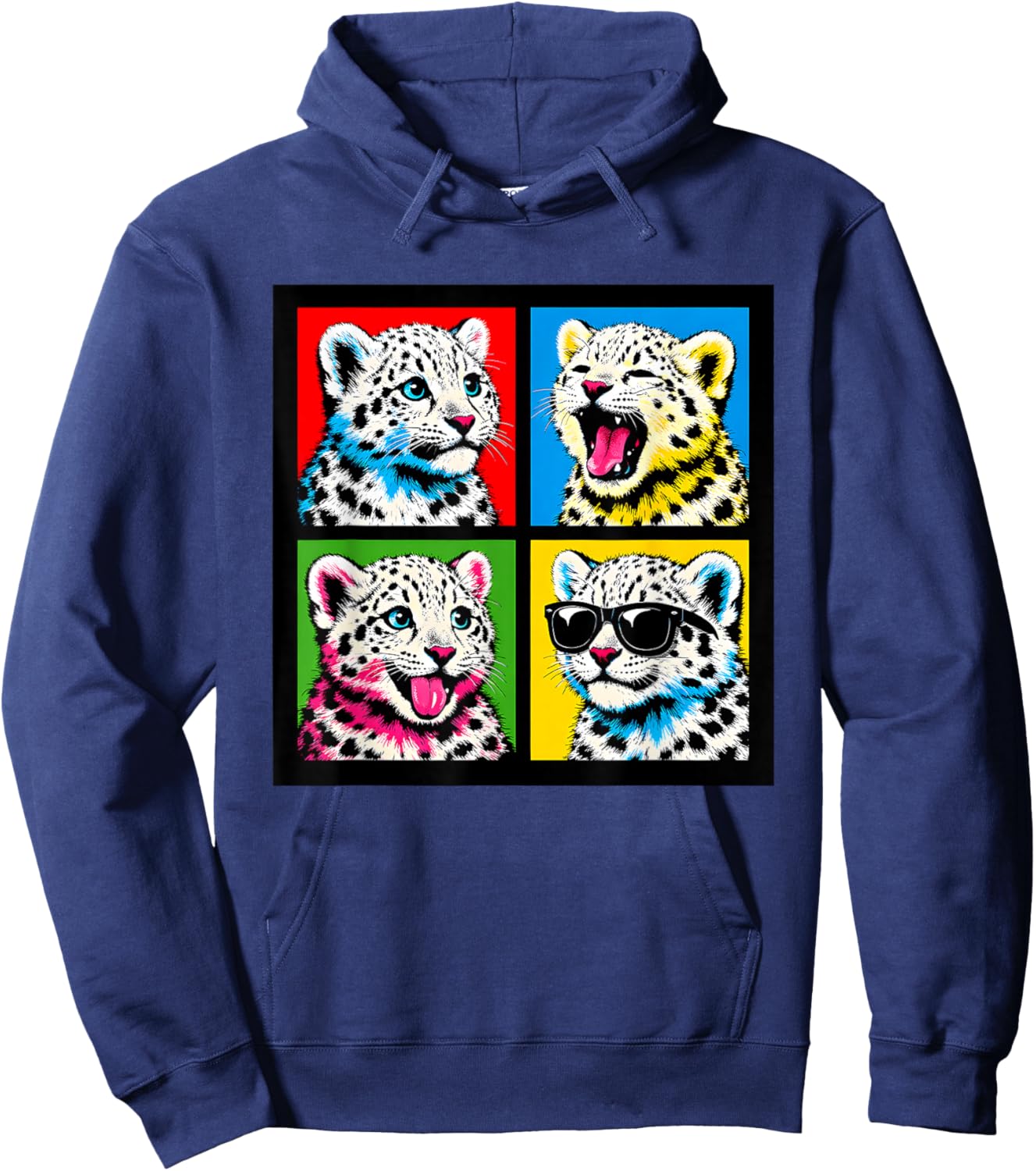 Vintage Snow Leopard Funny Boys Girls Costume Art Plush Meme Hoodie - Hoodie | Navy