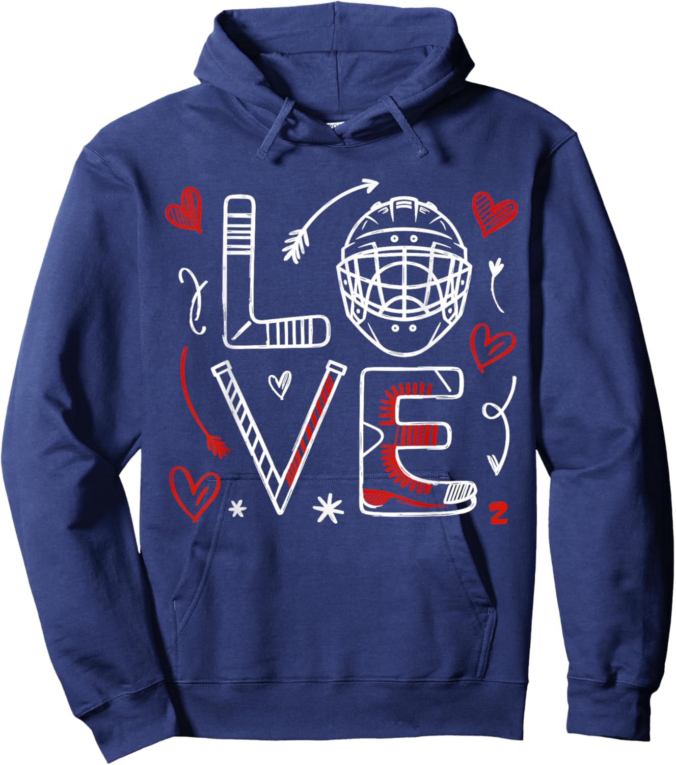 Valentine's Day Love Ice Hokey Item for Hockey Lovers Player Hoodie - Hoodie | Navy