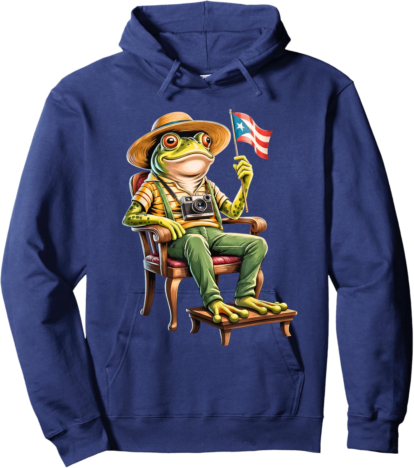Funny Coqui Frog Puerto Rico Flag Taino Boricua Hispanic Hoodie - Hoodie | Navy