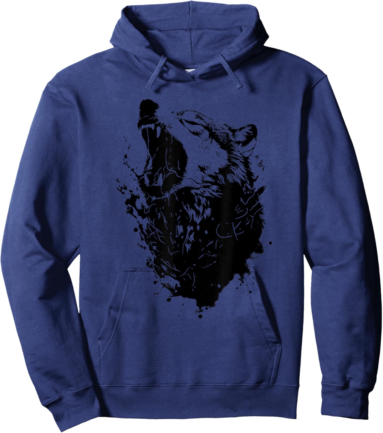 Roaring Wolf Amazing Animal Graphic Wolf Hoodie - Hoodie | Navy