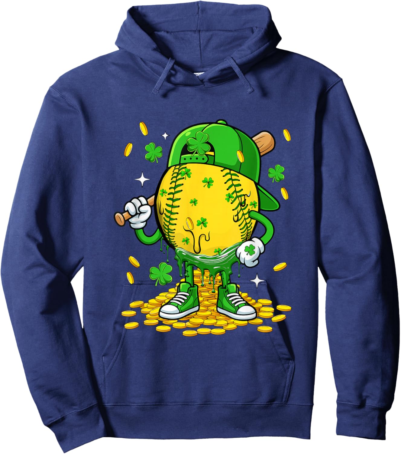 Softball Ball St. Patrick's Day Player Funny Costume Dripped Hoodie - Hoodie | Navy