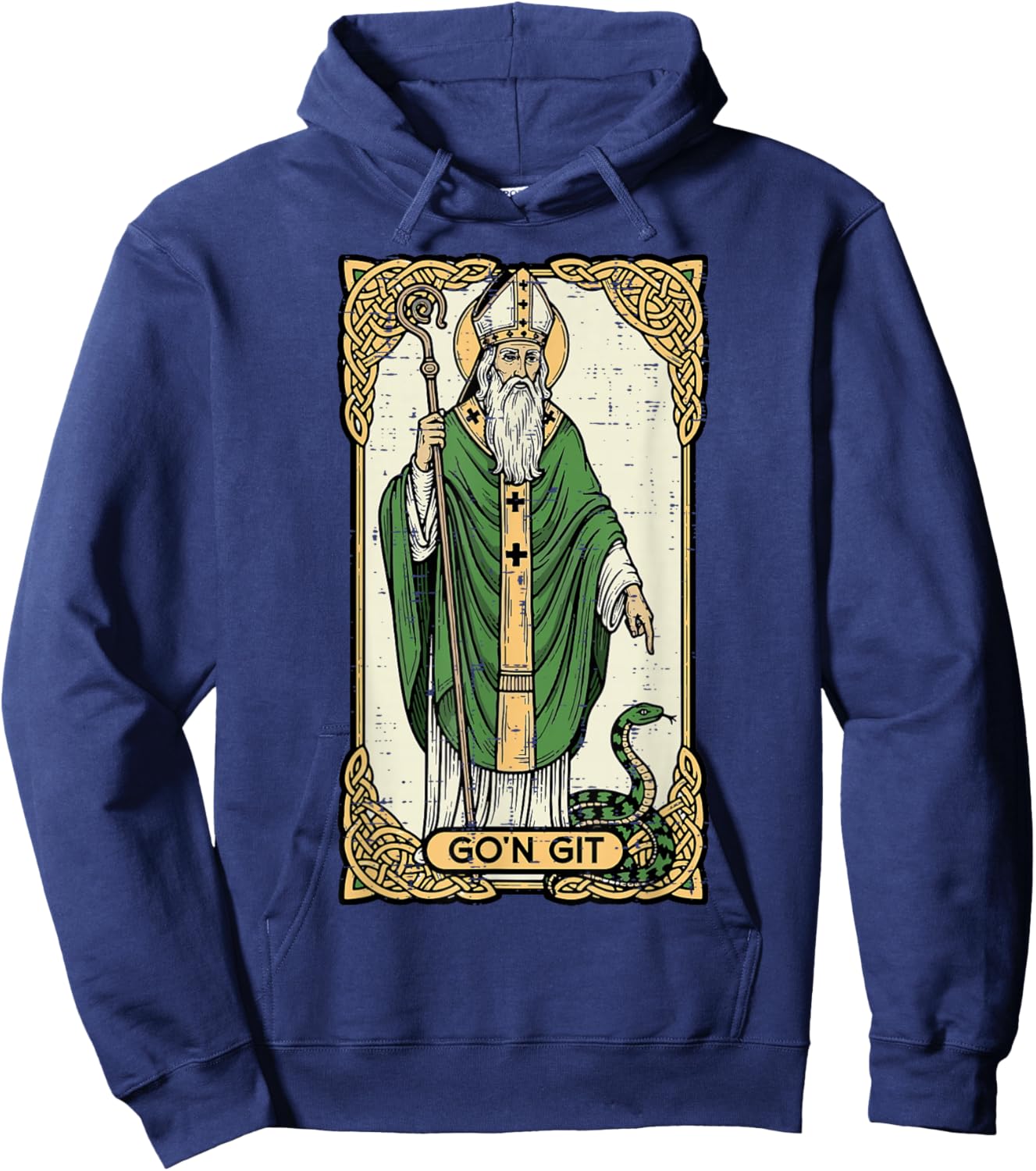 St Patrick Snake Gon Git Card Saint Pattys Men Women Kids Hoodie - Hoodie | Navy