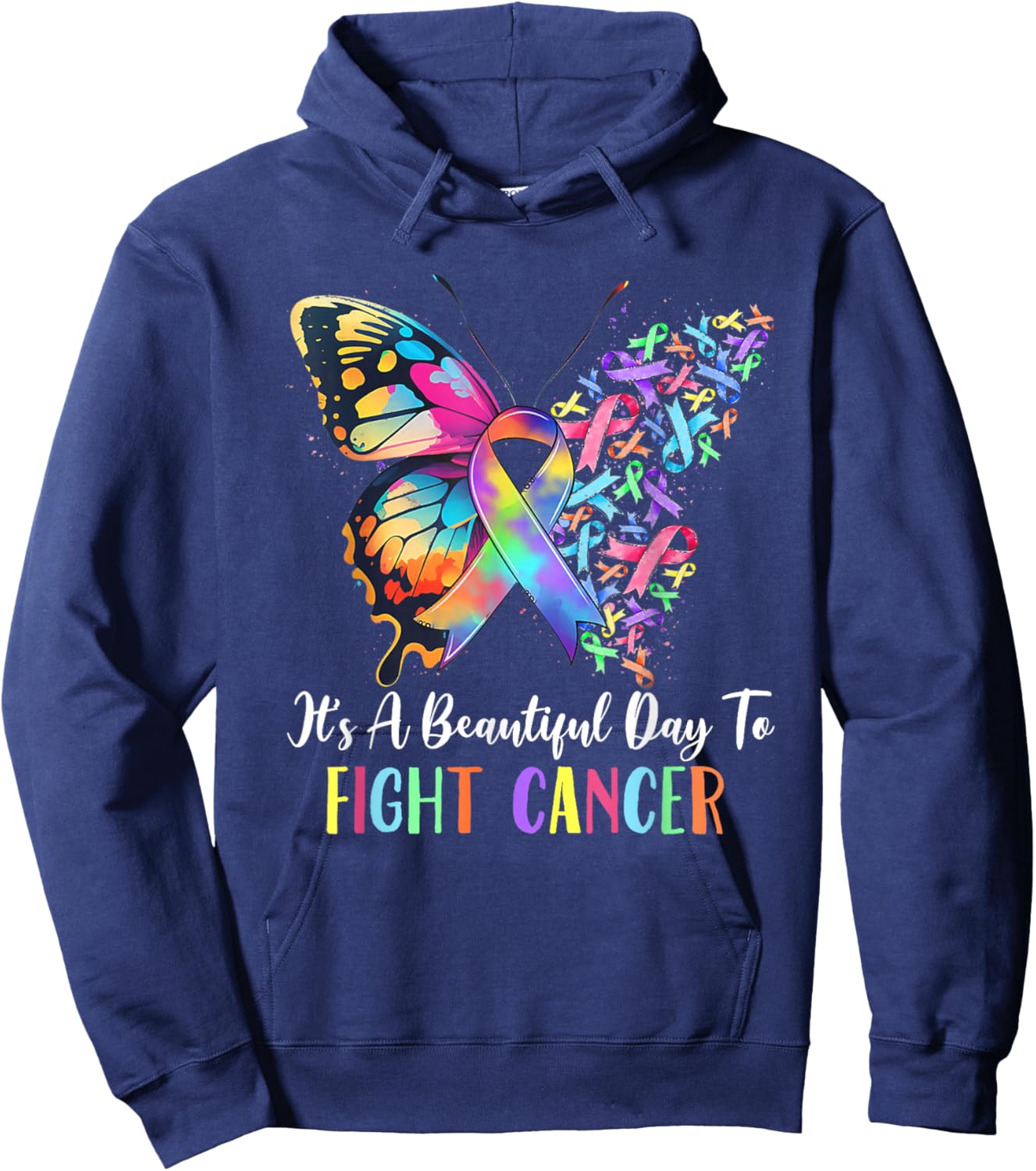 We Believe in Miracles Fight in All Cancer Color Rainbow Hoodie - Hoodie | Navy