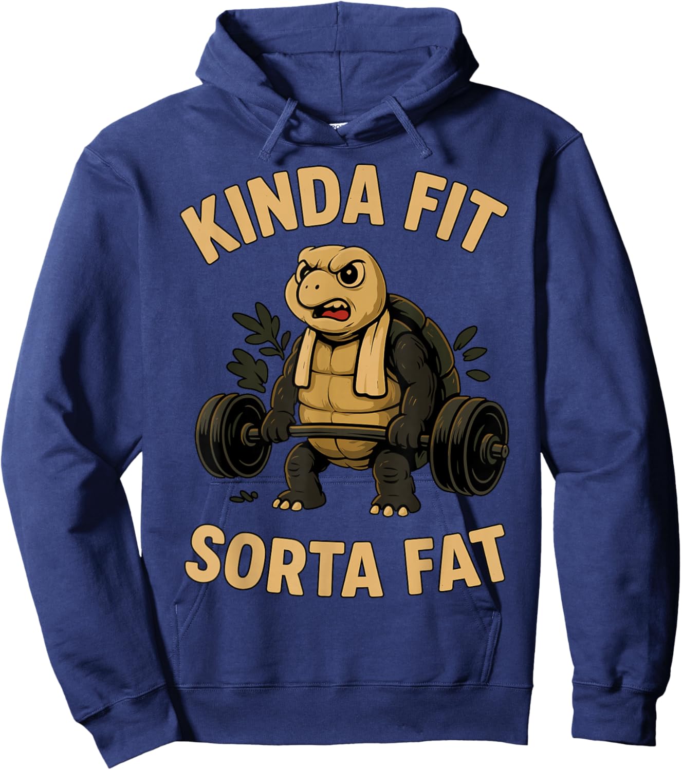 Kinda Fit Sorta Fat Gym Fitness Turtle Hoodie - Hoodie | Navy