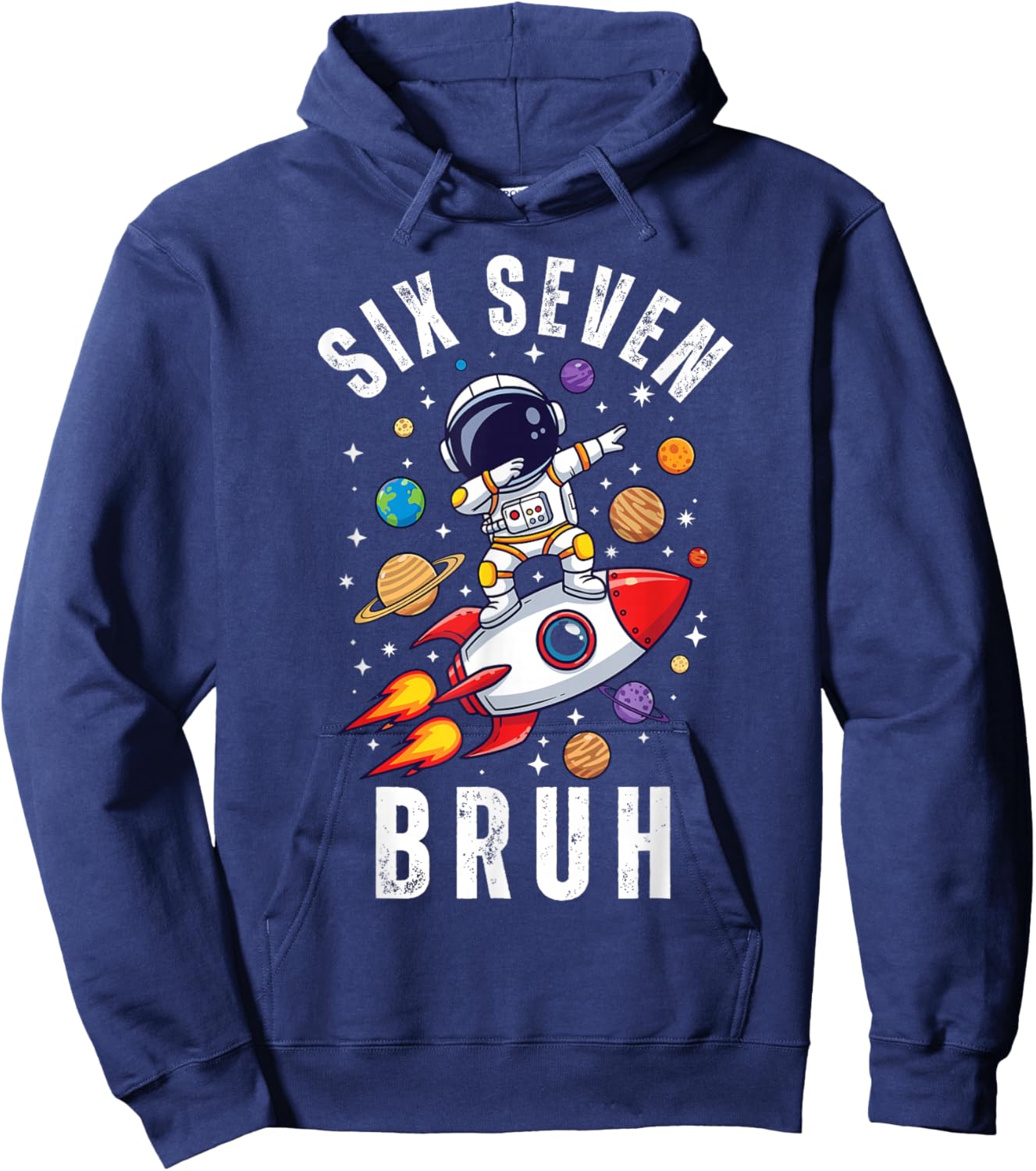 67 Meme Astronaut Dabbing in Space Funny Six Seven Bruh Boys Hoodie - Hoodie | Navy