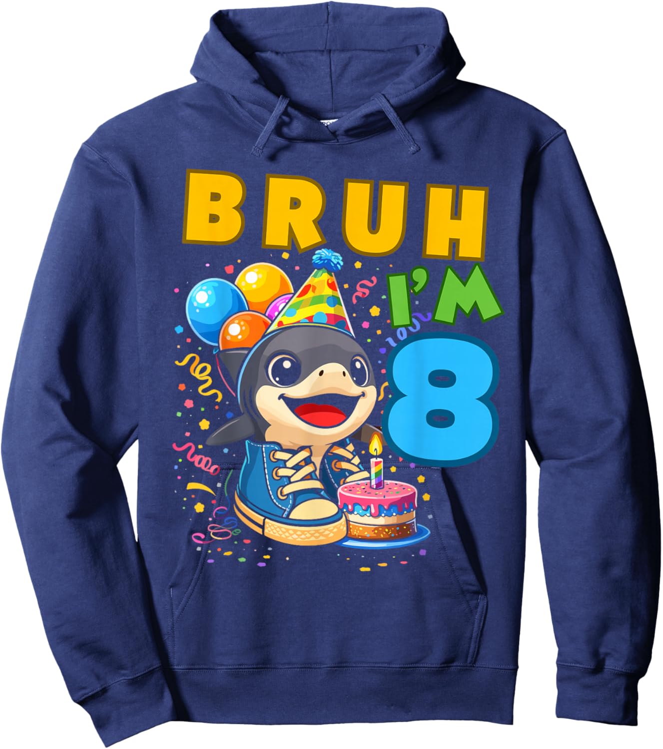 Bruh I'm 8 Year Old Birthday 8th Birthday Tralalero Tralala Hoodie - Hoodie | Navy