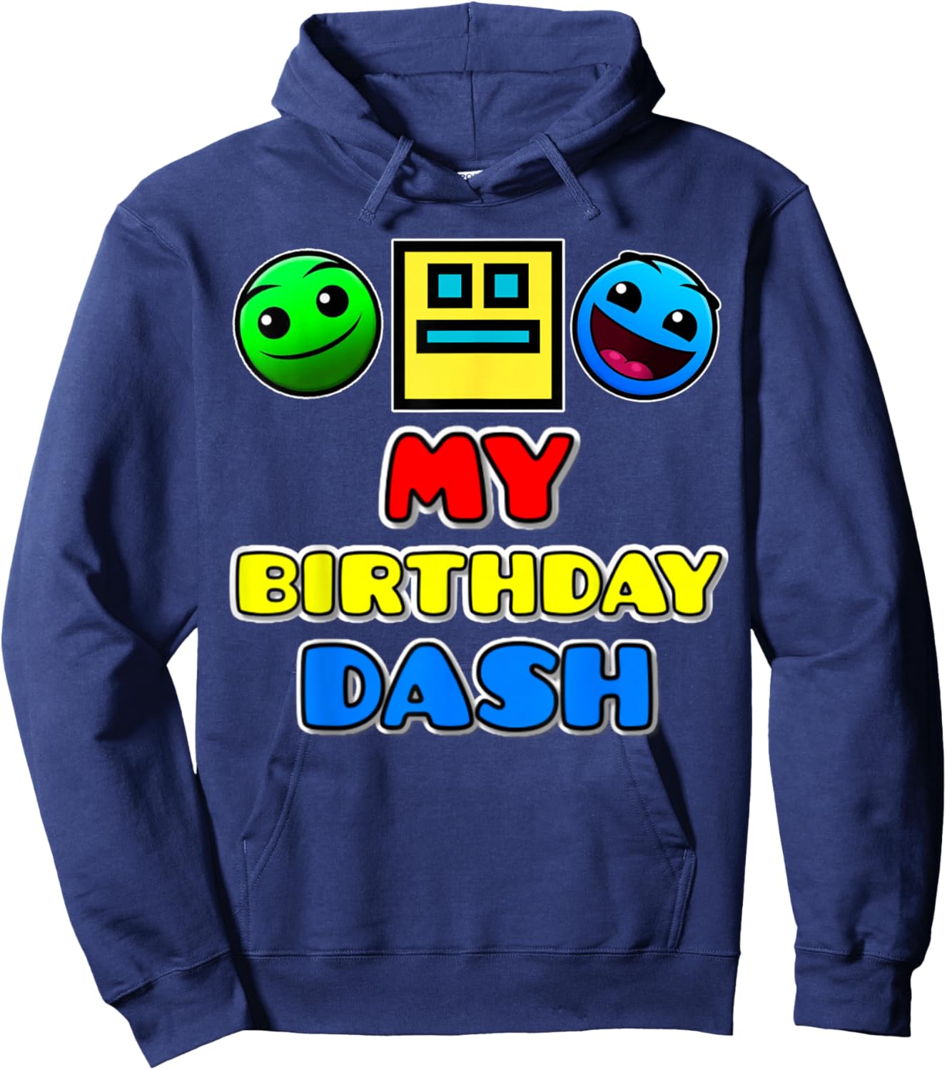 My Birthday Dash Video Game Theme Kids Party Geometry Game Hoodie - Hoodie | Navy