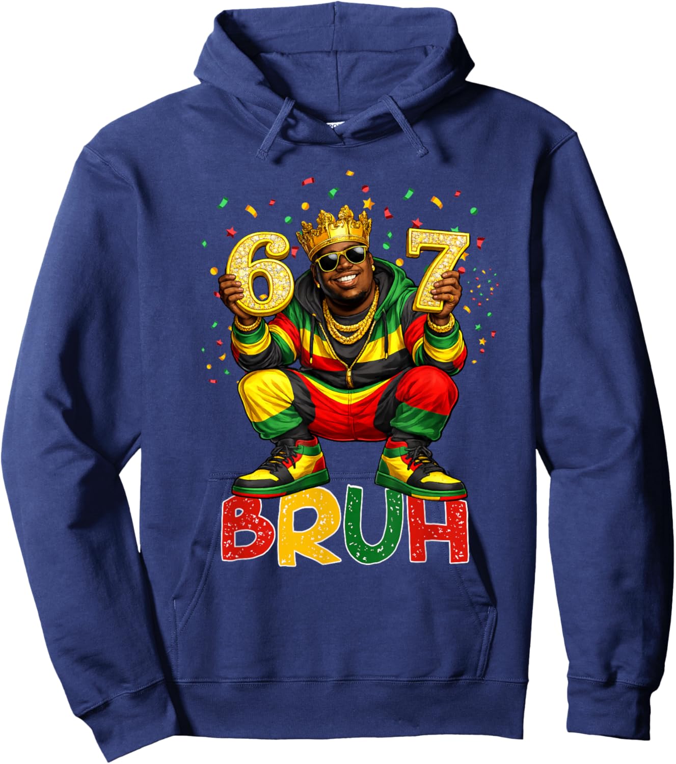 Six Seven Bruh 67 Black History African American Men Boy Hoodie - Hoodie | Navy