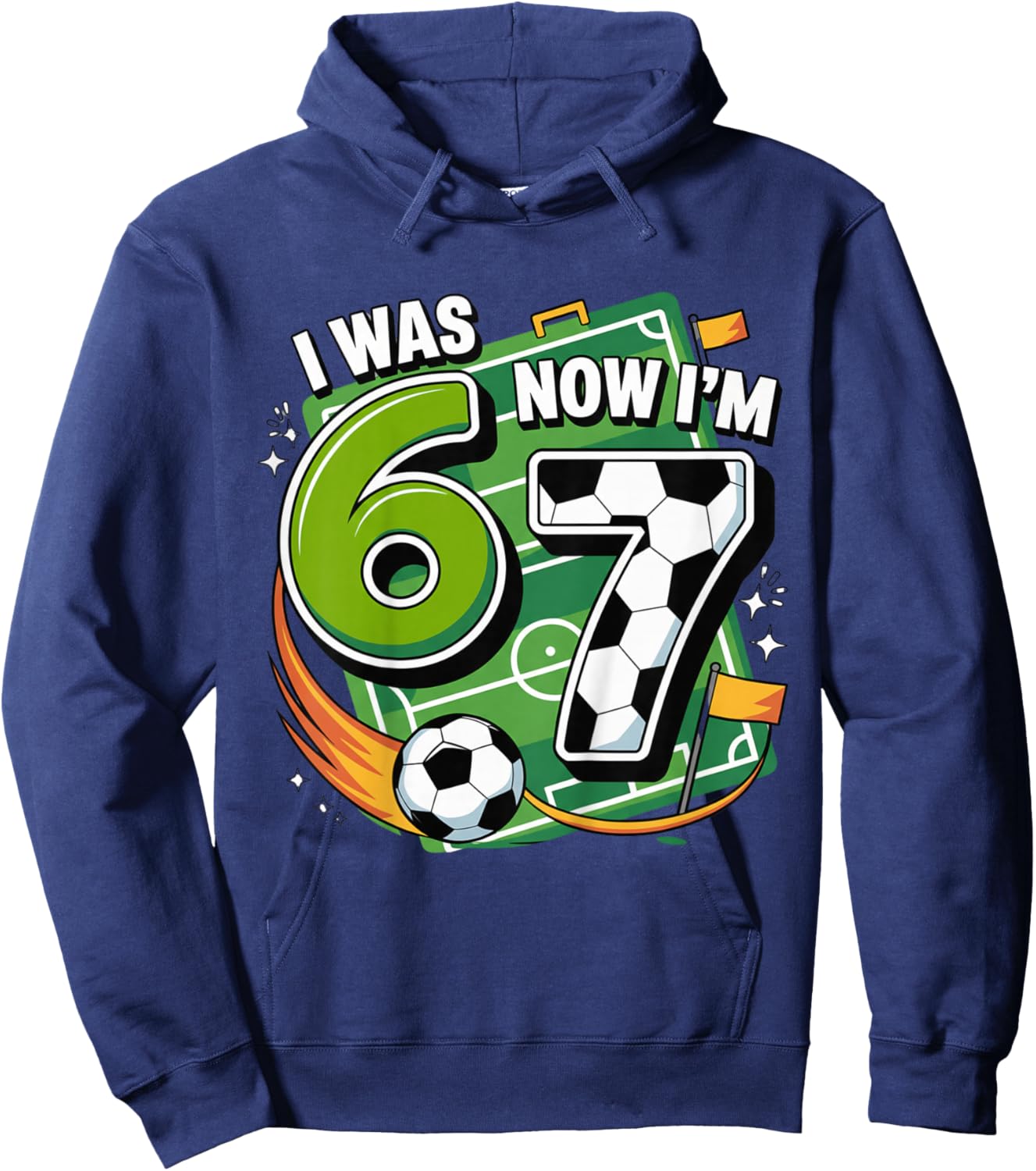 I was 6 Now Im 7 Soccer Football 7th Birthday Boy Kids Hoodie - Hoodie | Navy