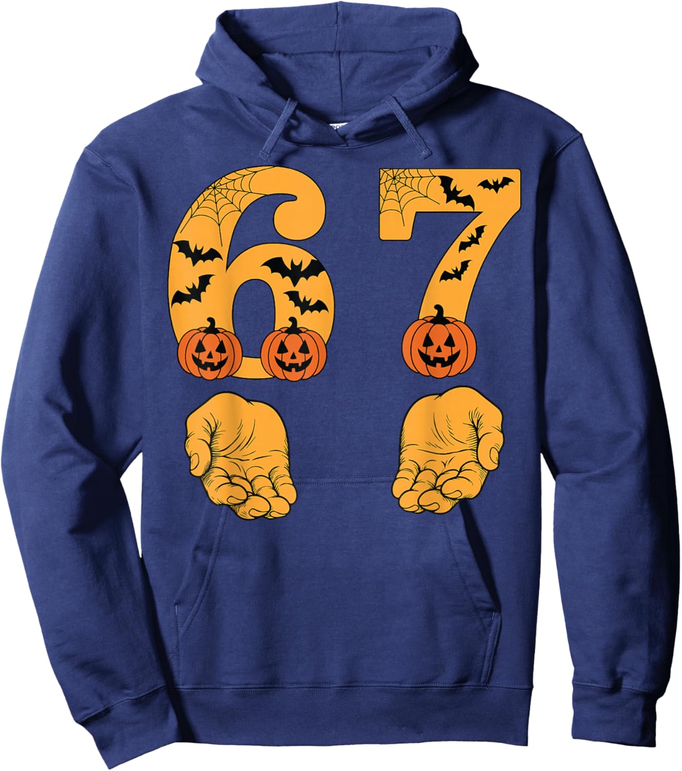 Funny Six Seven Meme Hands Gesture Gen Alpha Slang Halloween Hoodie - Hoodie | Navy
