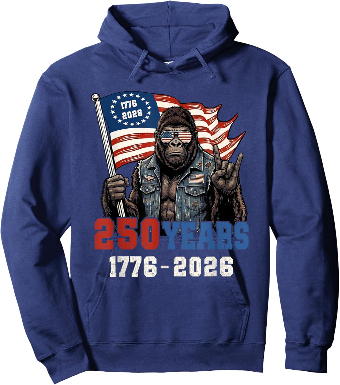 250 Years American 1776-2026 250th Birthday Bigfoot Lovers Hoodie - Hoodie | Navy