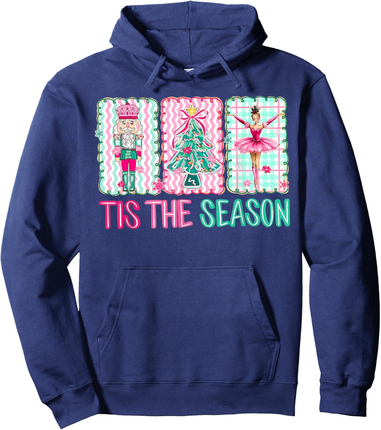Preppy Nutcracker Ballet Dance Women Girls Christmas Tree Hoodie - Hoodie | Navy