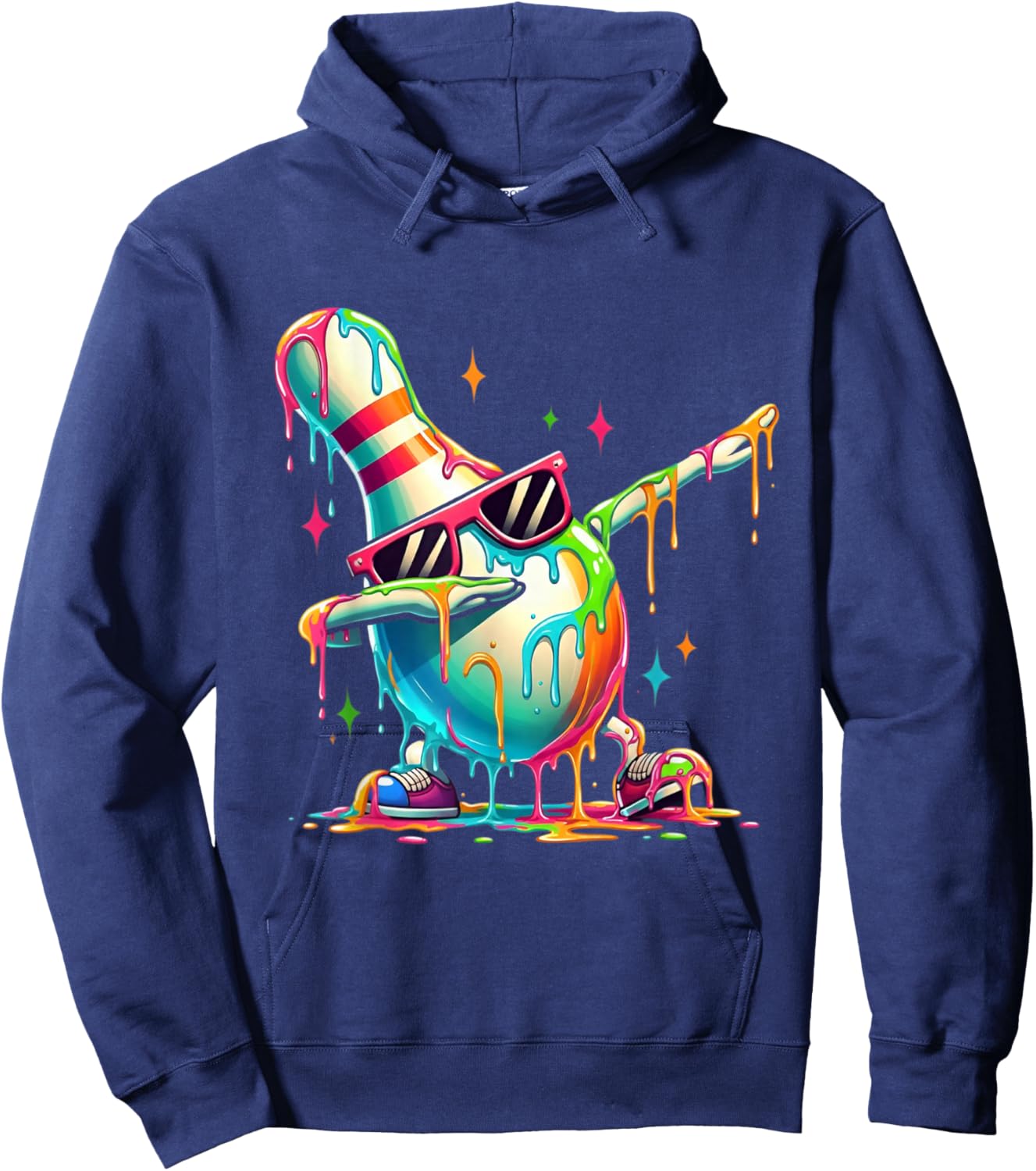 Funny Bowling Pin Dab Rainbow Cool Strike Player Gift Hoodie - Hoodie | Navy