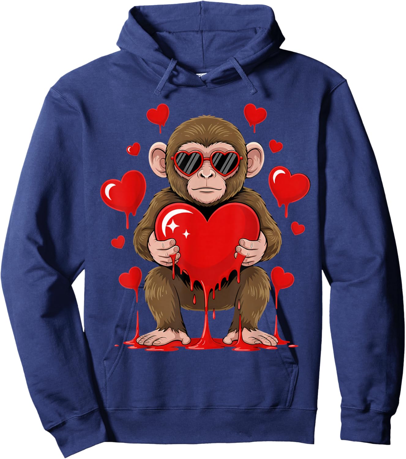 Valentines Day Cute Valentine Monkey Lover Hoodie - Hoodie | Navy