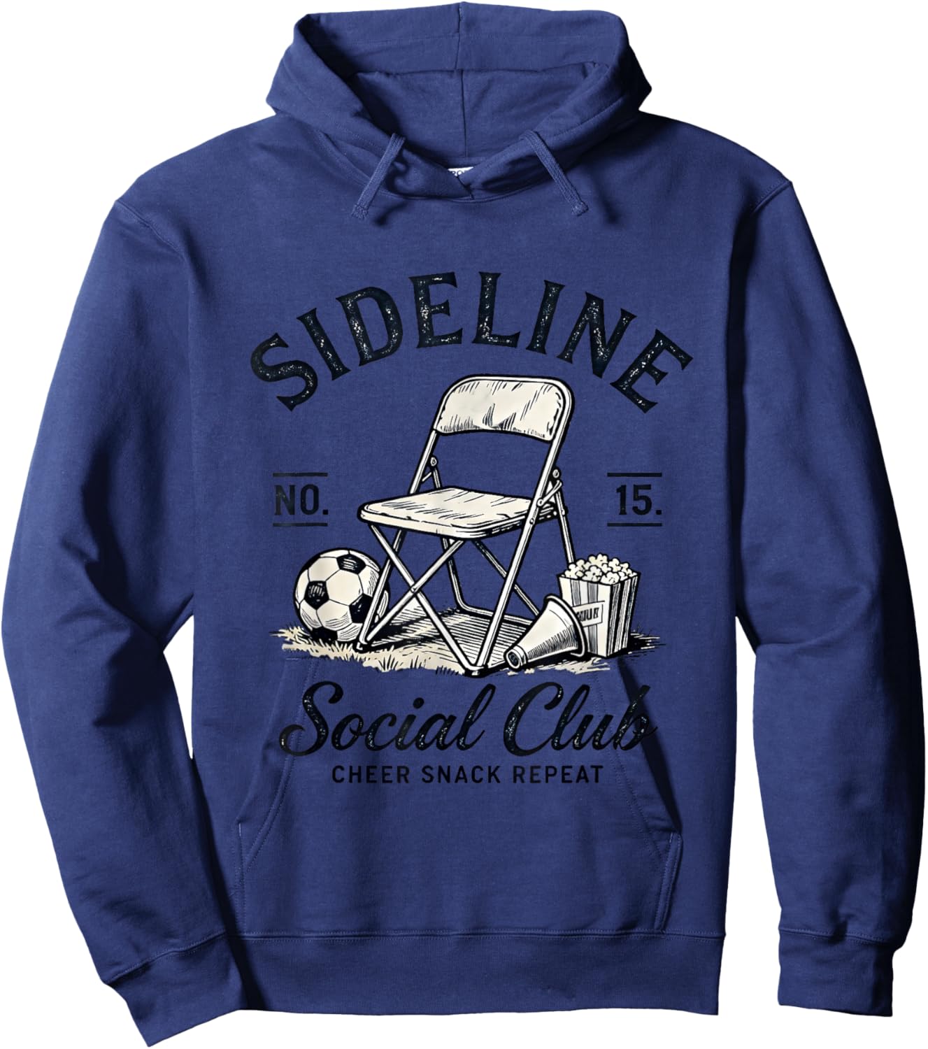 Sideline Social Club Cheer Snack Repeat Soccer Mom Dad Hoodie - Hoodie | Navy