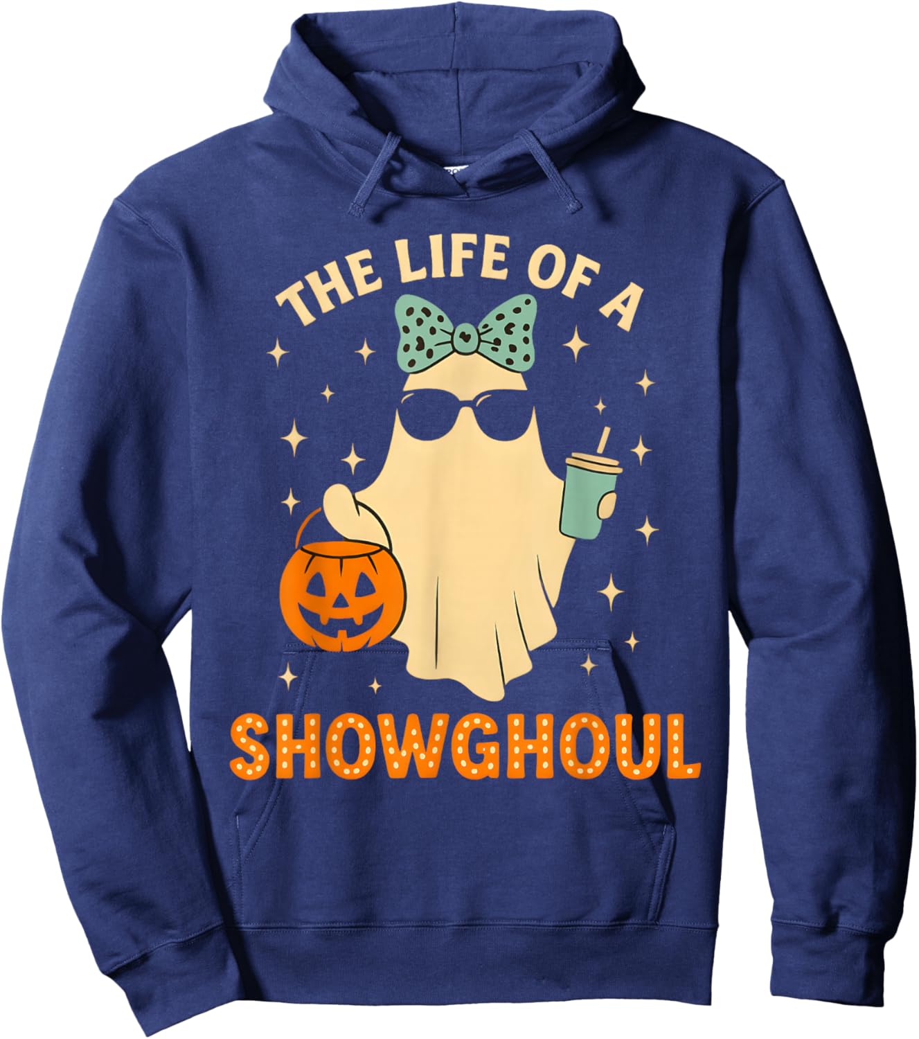 Cute Life of A Showghoul Ghost Retro Halloween Spooky Girls Hoodie - Hoodie | Navy