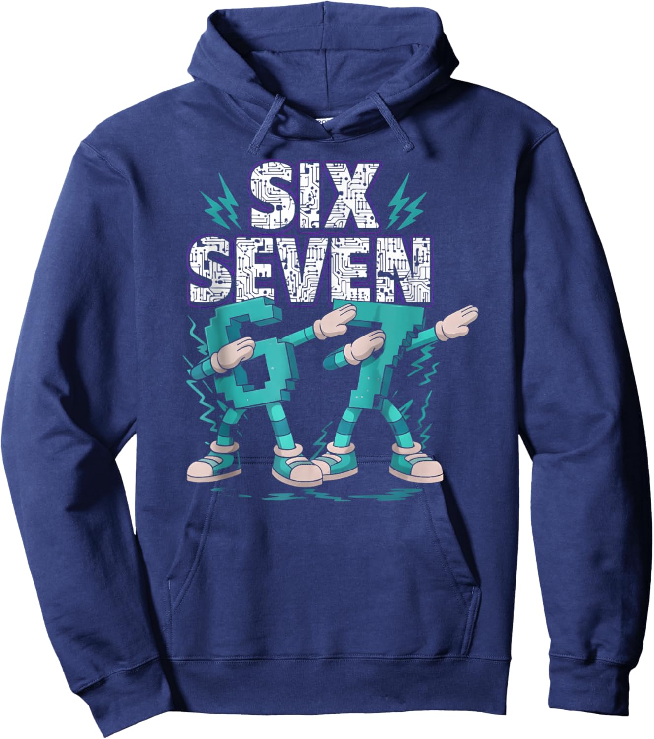 Meme 67 Dabbing Six Seven 6 7 Brainrot Fun Boys Kids Hoodie - Hoodie | Navy