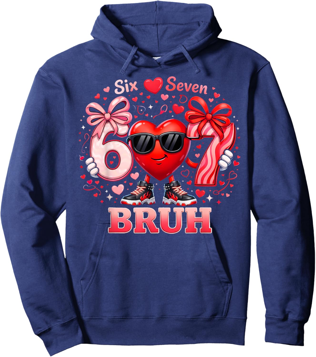 Bruh 67 Six Seven Heart Dabbing Valentines Day Boys Hoodie - Hoodie | Navy
