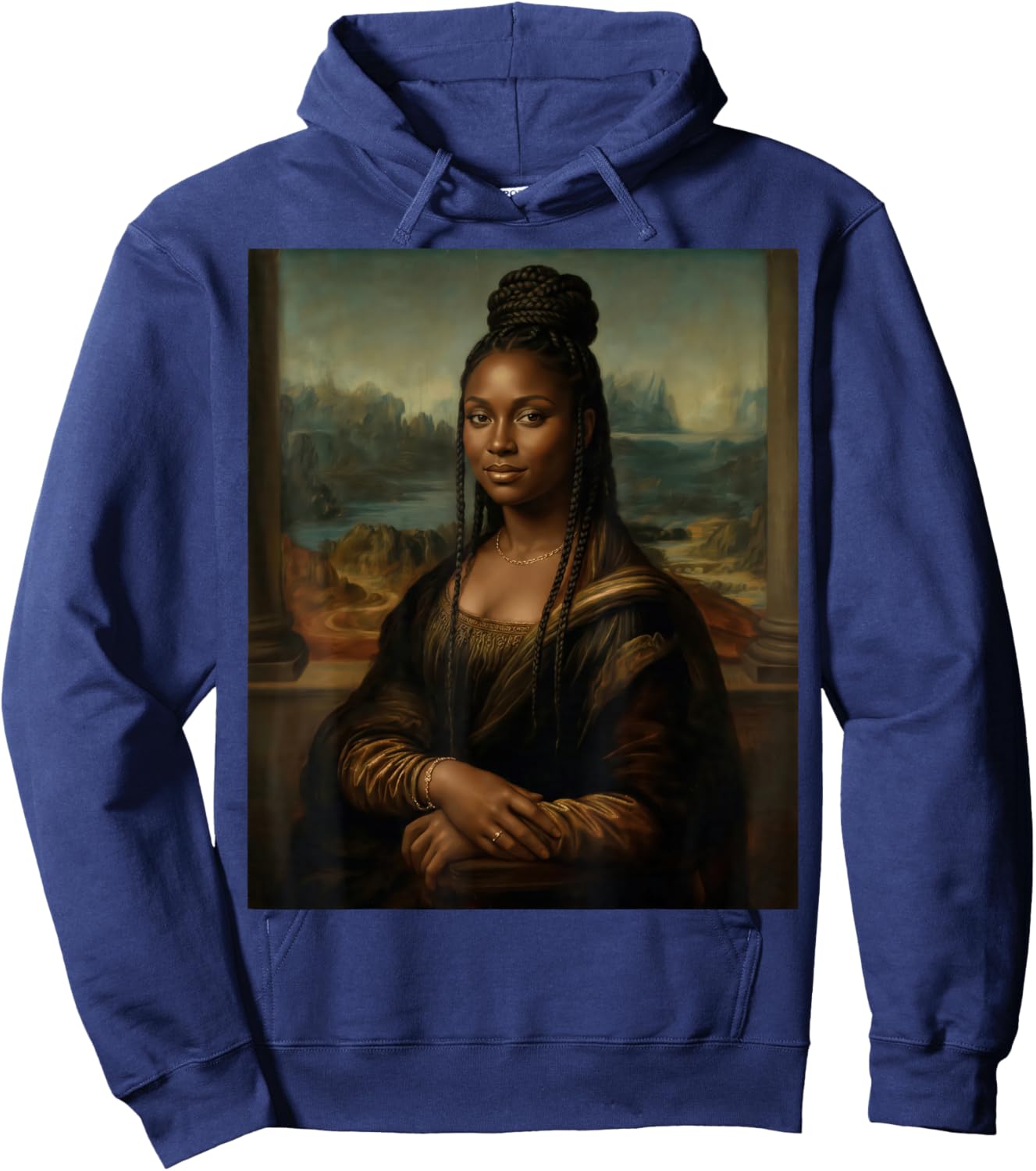 Black Mona Lisa Woman Juneteenth African Melanin Pride Hoodie - Hoodie | Navy