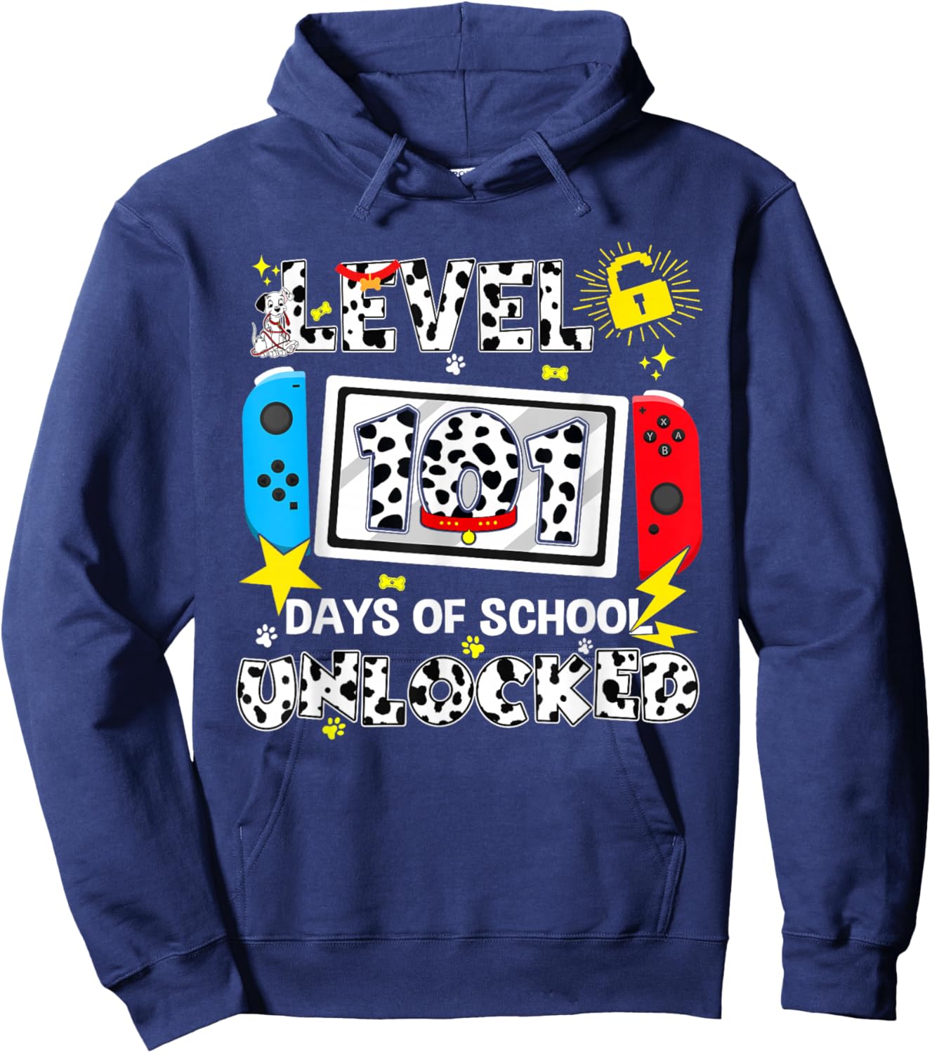 Level Unlocked Game Controller 101 Days School 100 Days Hoodie - Hoodie | Navy