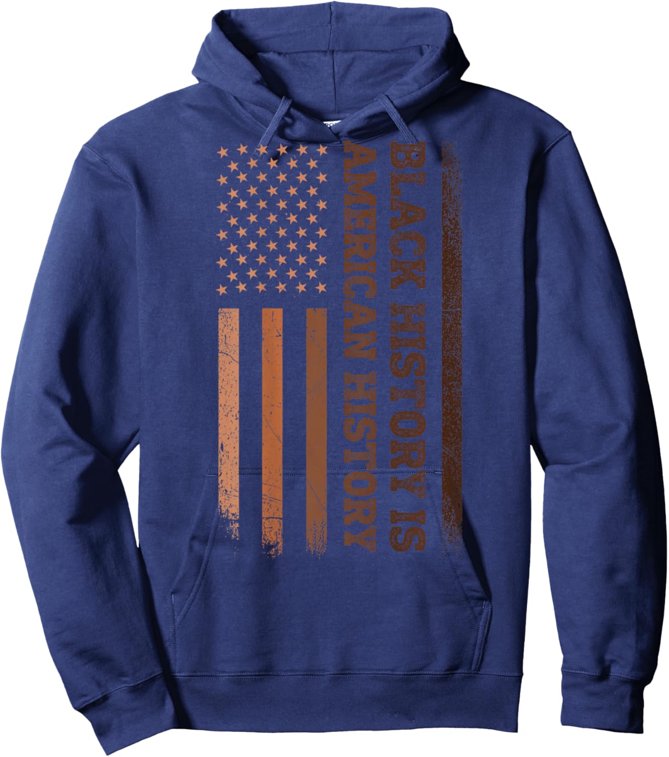 Black History is American History Melanin USA Flag (On Back) Hoodie - Hoodie | Navy