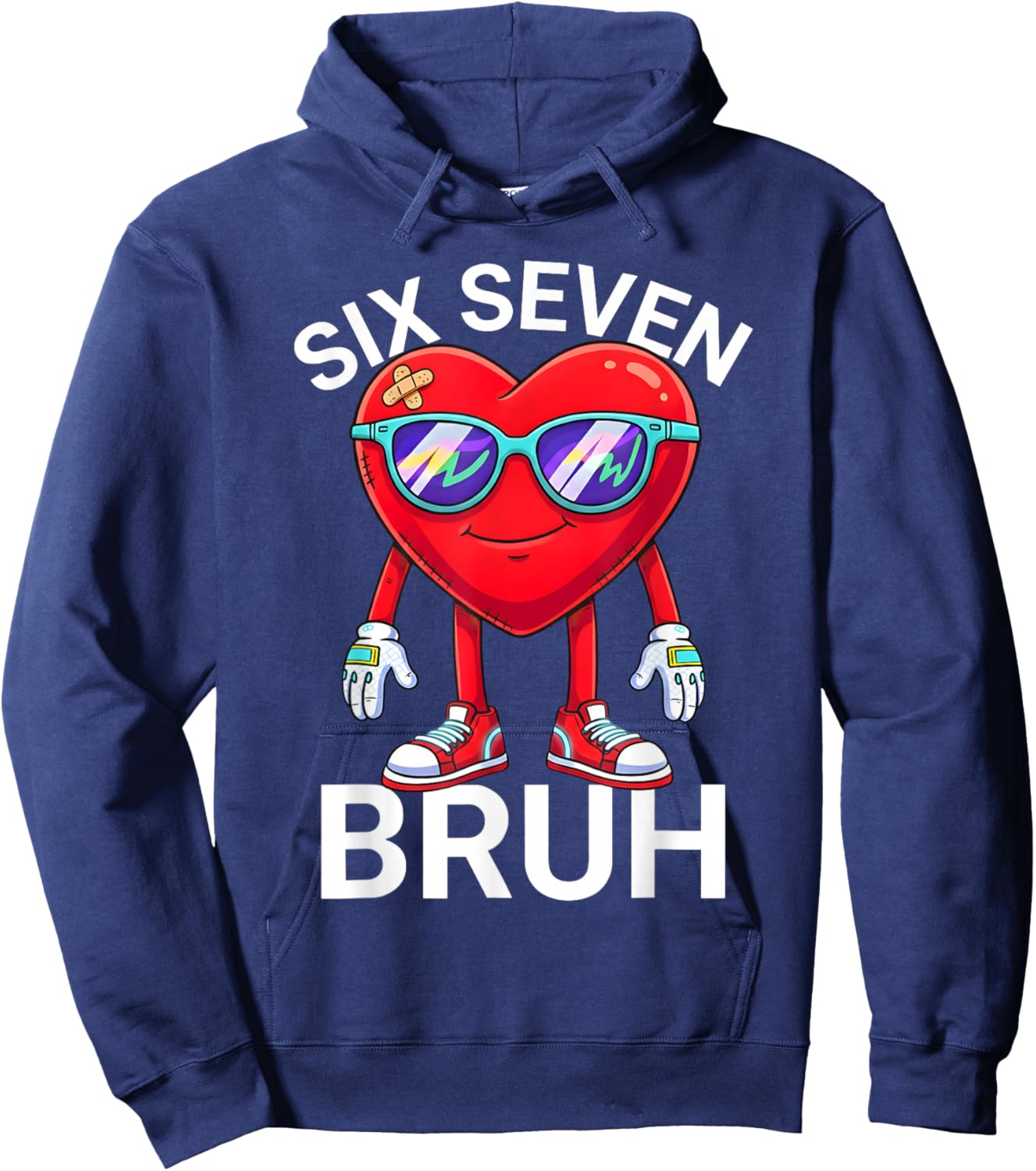 67 Valentine Funny Six Seven Meme Brainrot Heart Kids Bruh Hoodie - Hoodie | Navy