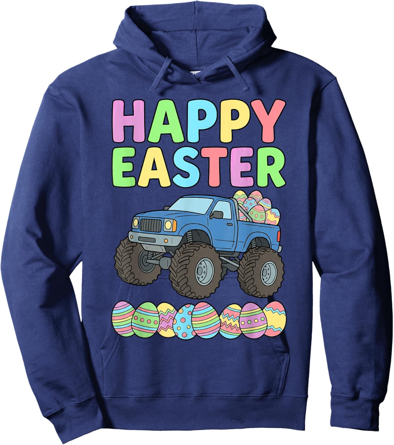 Kids Boys Easter Monster Truck Happy Easter Toddler Kids Boy Hoodie - Hoodie | Navy
