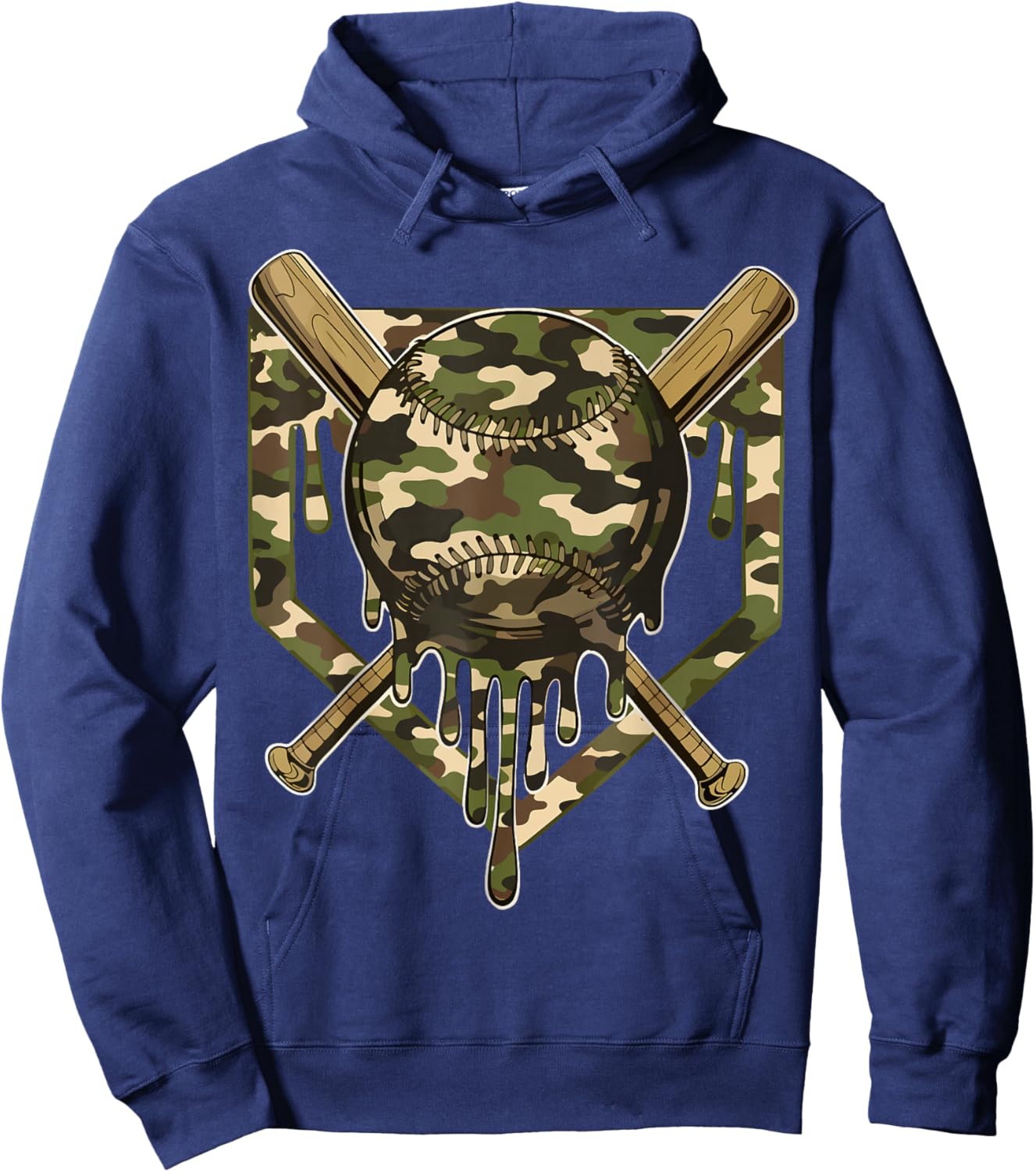 Baseball Drip for Boys Ice Cream Dripping Boys Baseball Camo Hoodie - Hoodie | Navy