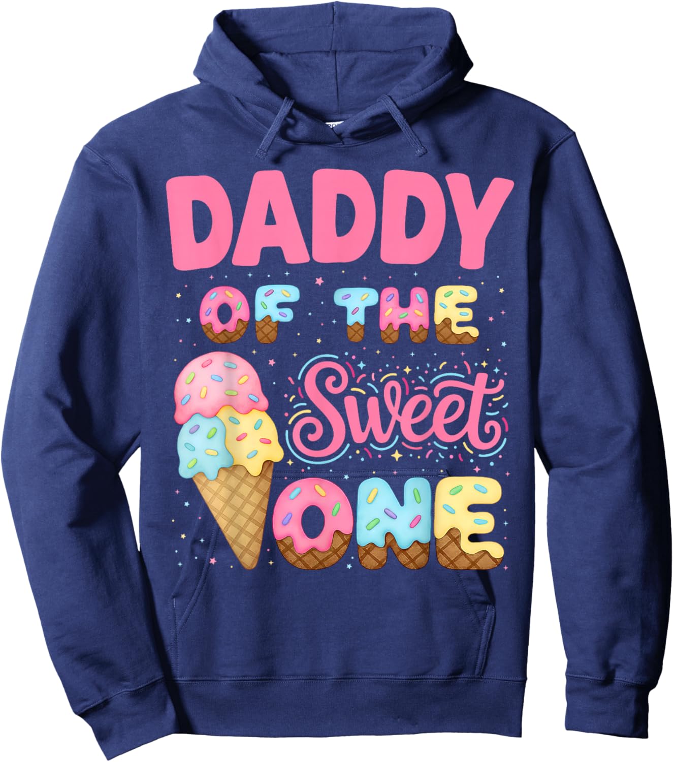 Daddy of The Sweet One Ice Cream Matching Birthday Family Hoodie - Hoodie | Navy